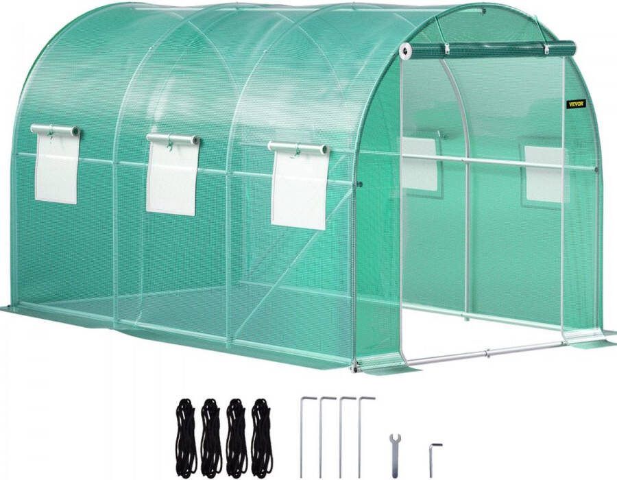 Vevor Kweekkas Tuinkas Broeikas 3 7 x 2 1 x 2 1 M Tunnelkas Waterdicht 6 Ramen Gegalvaniseerd Frame Groen