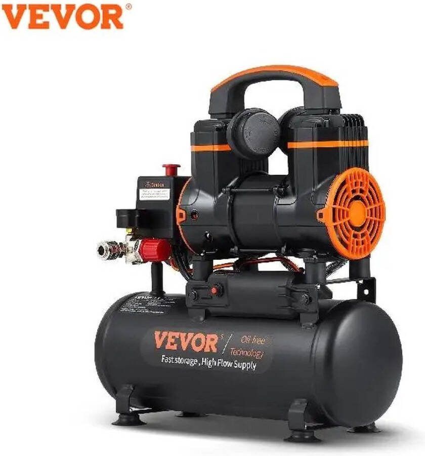 Vevor Luchtcompressor Bandenpomp 18L 900W 70db Draagbare Luchtpomp Lucht compressor Stille Compressor Zwart Oranje