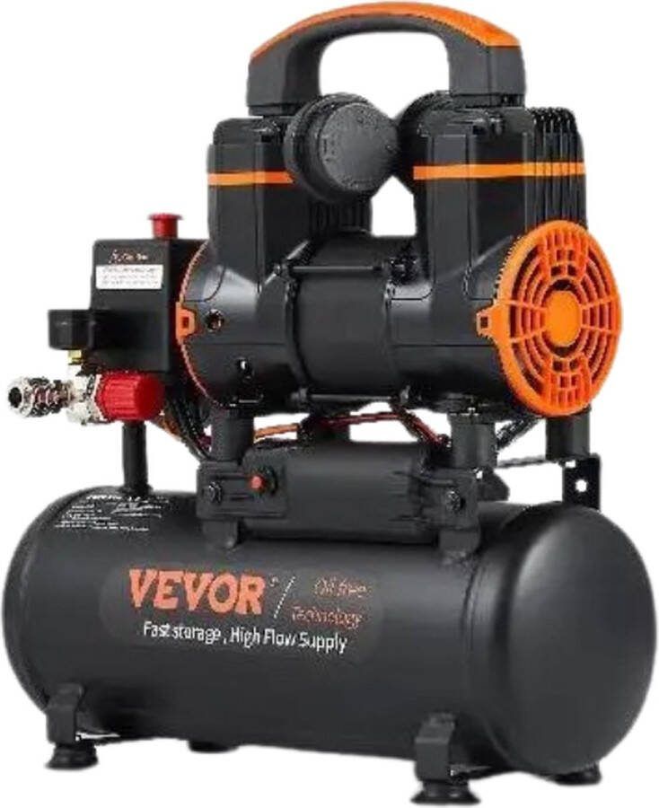 Vevor Luchtcompressor Bandenpomp 24L 1450W 70db Draagbare Luchtpomp Lucht compressor Stille Compressor Zwart Oranje