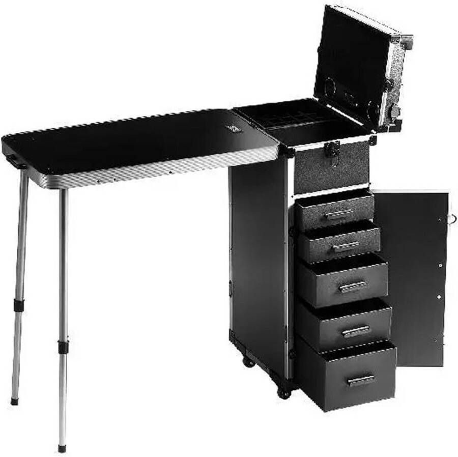 Vevor Make up Trolley met Wieltjes Staande Bediening met Ingebouwde Telefoon Lader Must Have Visagie Koffer Cosmetica Koffer
