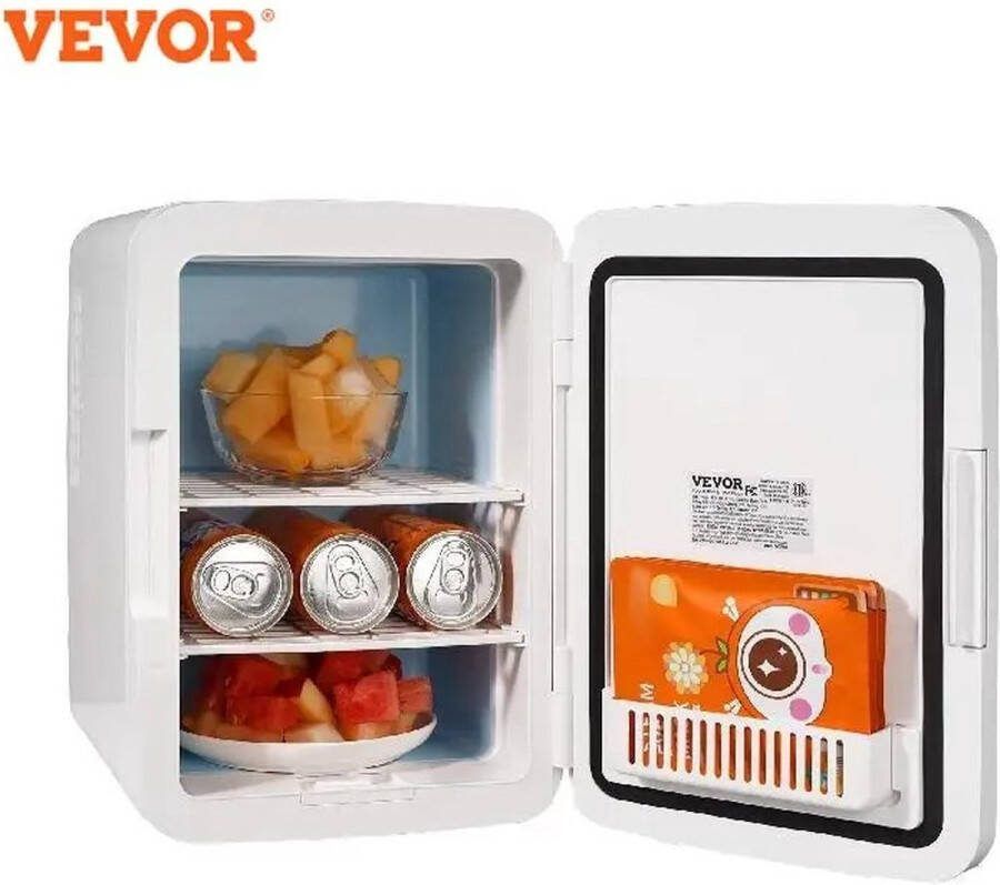 Vevor Mini Koelkast Minibar Minikoelkasten Camping Koelkast Koel- en Verwarmingsfunctie 9V 220V Voor Kantoor Kamer en Slaapzaal Wit