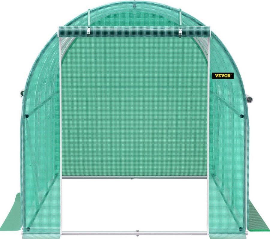 Vevor Overspannen Dakkas Foliekas Met 6 Gaasramen 370x210 x 210 cm PE Waterbestendige Hoes UV- Bestendig Tomatenkas Met Stalen Frame Inlooptunnelkas voor Het Kweken van Groentenbloemen Groen