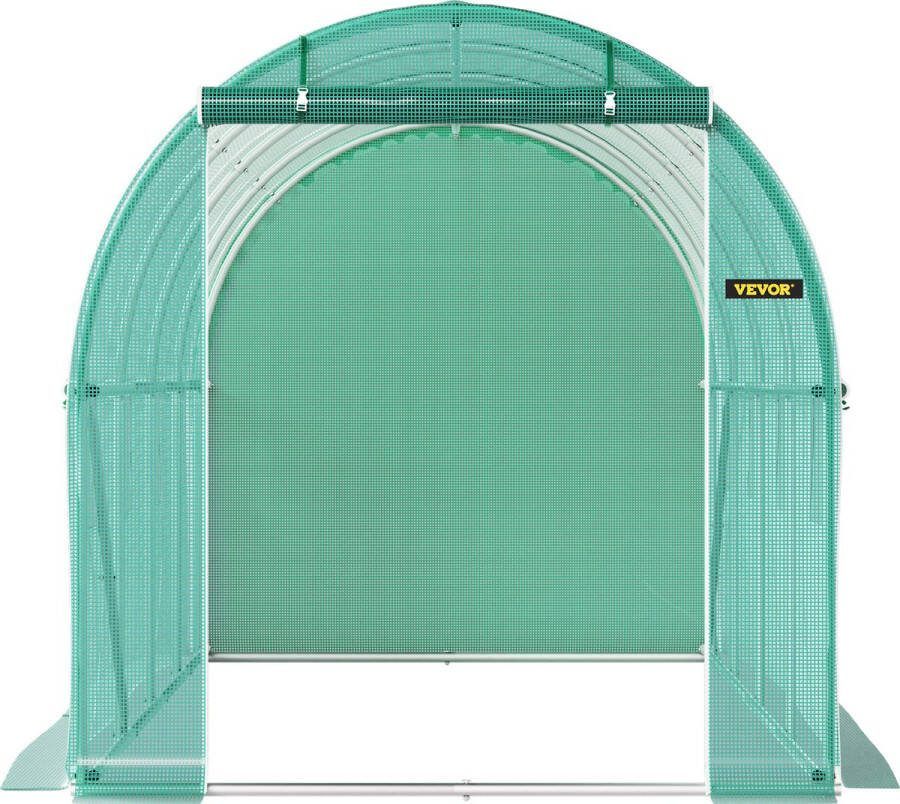 Vevor Overspannen Dakkas Foliekas Met 8 Gaasramen 460x210 x 210 cm PE Waterbestendige Hoes UV- Bestendig Tomatenkas Met Stalen Frame Inlooptunnelkas voor Het Kweken van Groentenbloemen Groen