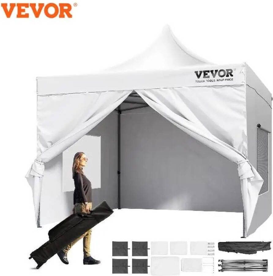 Vevor Partytent waterdicht Paviljoen luifel tent met zijwanden luxe tuintent easy up stevige party tent 3 x 3 m kwalitatief wit