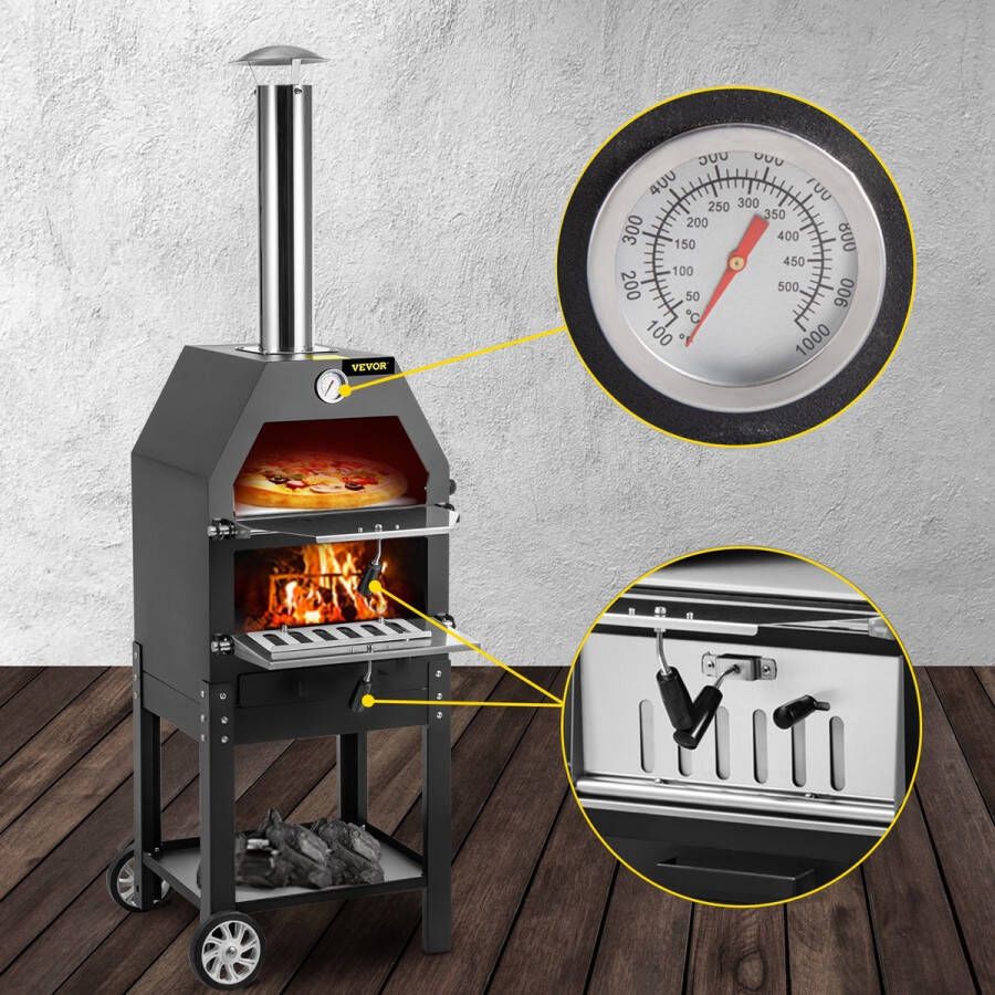 Vevor Pizza Oven Met Wielen Draagbare Pizza Oven Pizza Oven Voor Outdoor Gebruik – Handig In Gebruik Duurzaam