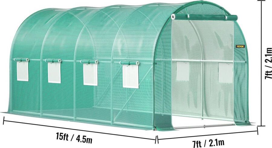 Vevor Plantenkas Walk Inn Tunnel Plantentunnel Kas XXL Broeikas 4 5x2 1x2 1 M. Groen