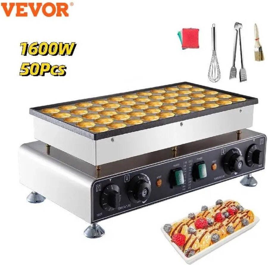 Vevor Poffertjesijzer Poffertjesmachine Wafelijzer met Verwisselbare Platen Wafelmaker Poffertjespan Poffertjesmaker Wafelijzers 50 stuks