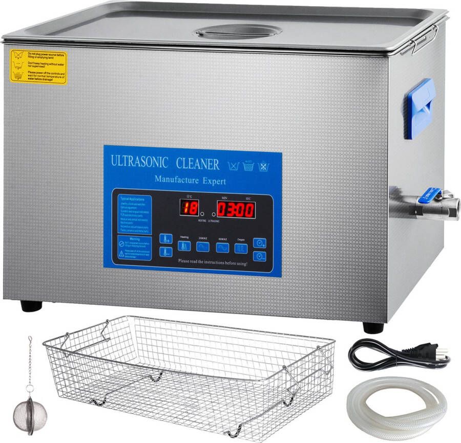 Vevor Professionele Ultrasoonreiniger Roestvrij Staal 21.5l Met Led-Scherm Voor Laboratoria Voedingsmiddelen- Biologie- Medische En Landbouwindustrie of Dagelijkse Reiniging Zilver