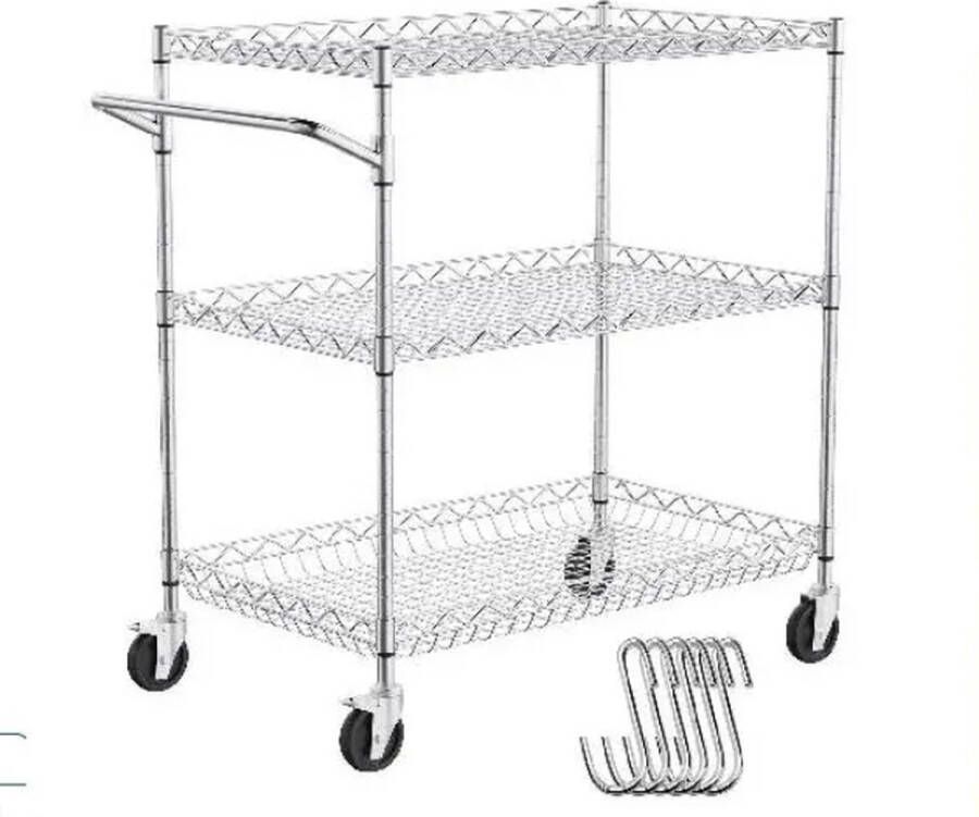 Vevor Restaurantkar Servicewagen KeukenTrolley 76x46x82 cm -205 KG Draag vermogen Keukenopslag Restaurant