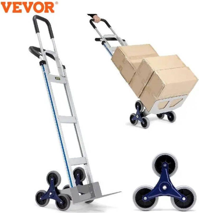 Vevor ShopEighty8 Steekwagens Steekwagen Opvouwbaar Steekwagen op Wielen Trolly Inklapbaar Max. 100 kg vlak Max. 50 kg Trap L47 x B 45 x h 116 cm Staal Aluminium