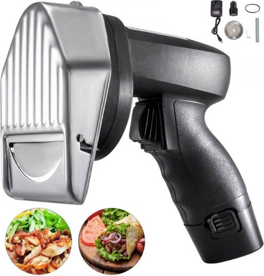 Vevor Snijmachine Vlees Elektrische Kebabsnijder Vlees Snijder Rvs Draadloos 2 Bladen 0-8mm Dikte