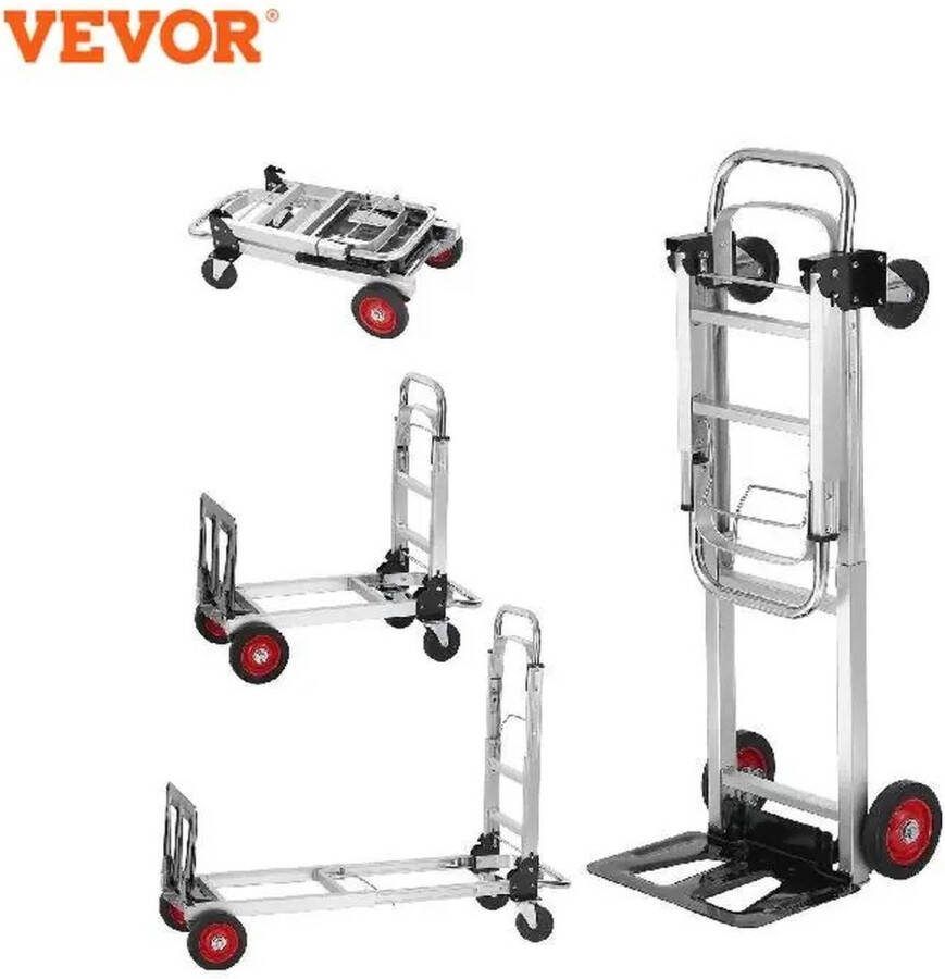 Vevor Steekwagen Plateauwagen 2-in-1 Handtruck Transportkar 2-in-1 Inklapbaar 181 kg Draagvermogen Inclusief remwielen
