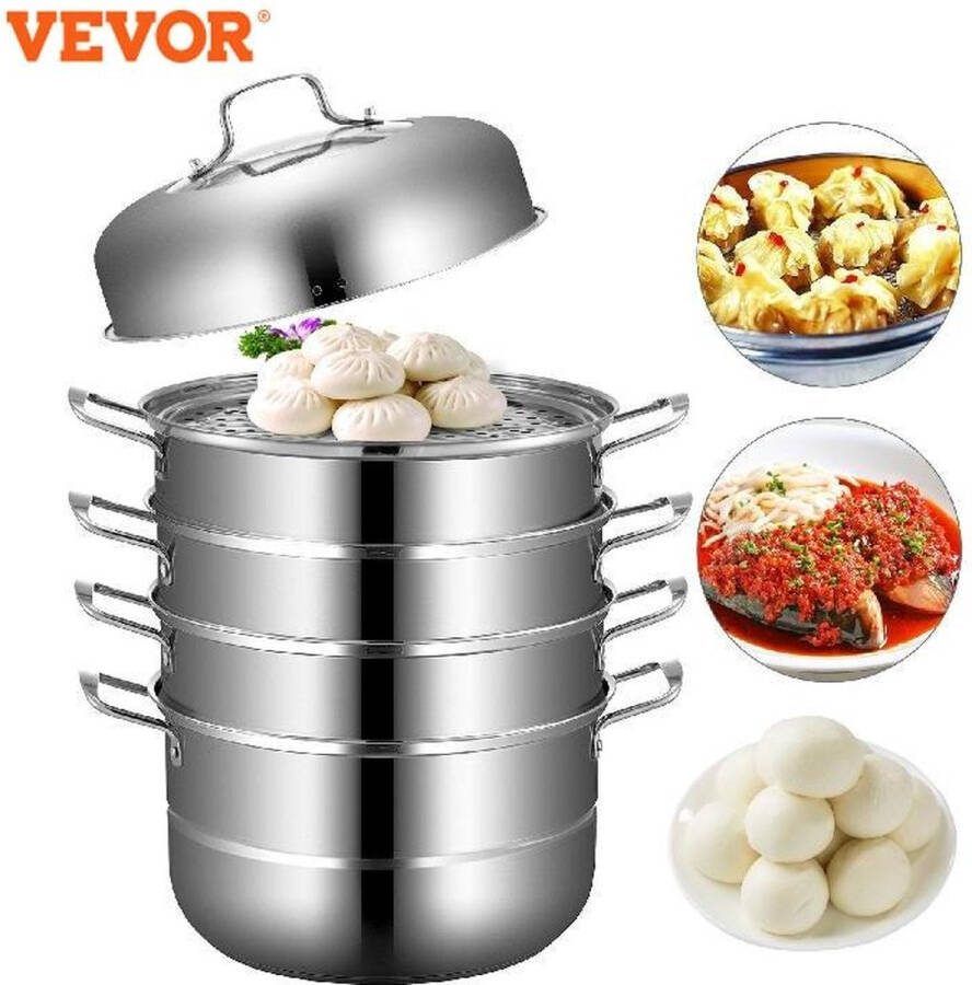 Vevor Stoompot Voedsel Steamer Pan met Gehard Glas Deksel 5 Lagen ⌀ 30 cm