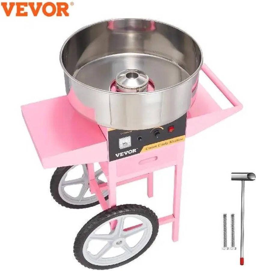 Vevor Suikerspin machine met onderstel Suikerspinmachines Roze 1000W 15 kg