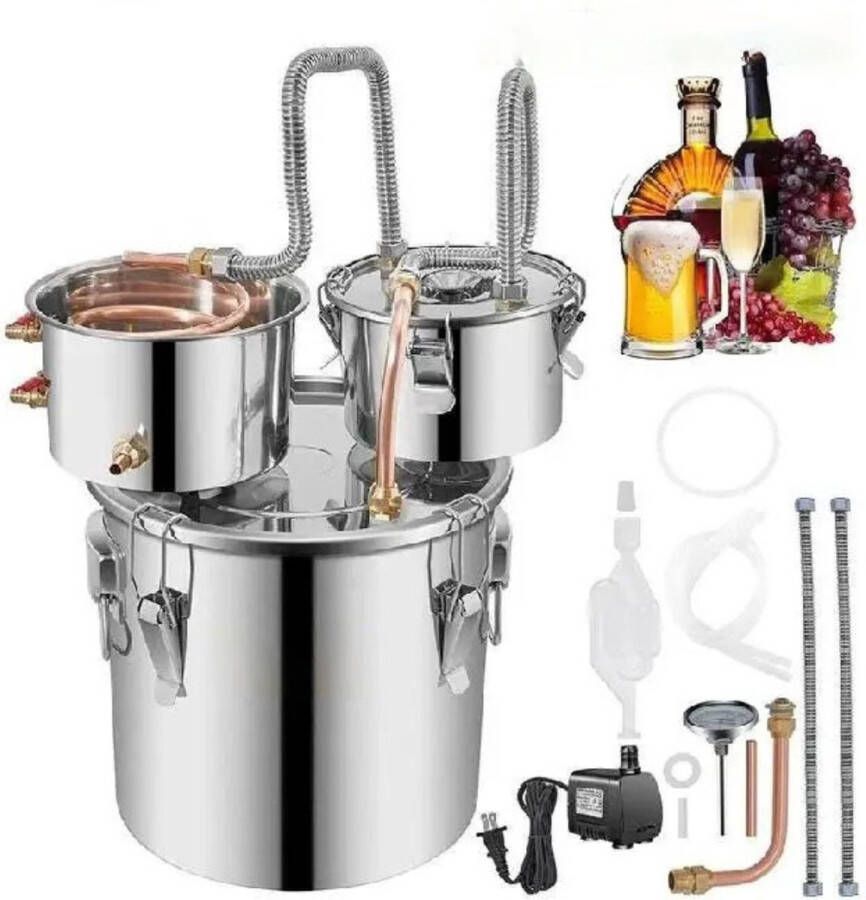 Vevor TADES Destilleerapparaat Destilleerketel Destilleren Distilleerapparaat Destilleerapparaat Etherische olie