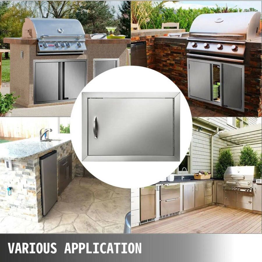 Vevor Tuinkastdeur RVS Buitenkeuken Duurzaam Indoor Outdoor Bbq Kastdeur Met Magneetblok Geschikt voor alle weersomstandigheden