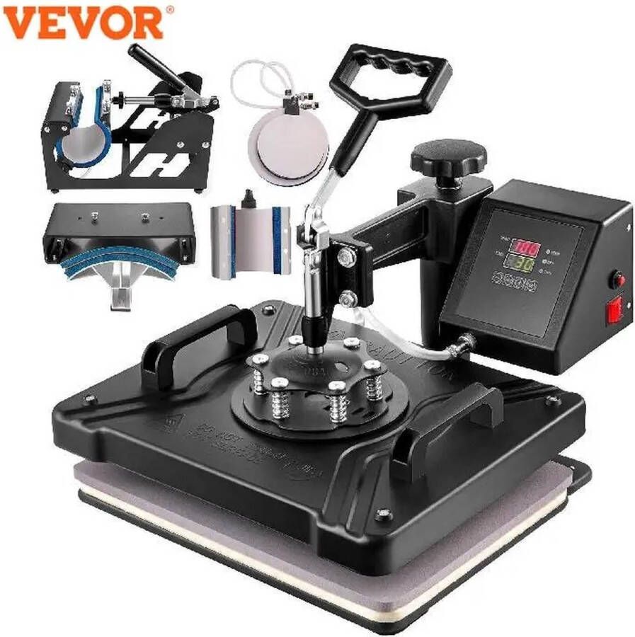 Vevor Tumex Hittepers Transferpers Heat press 6 in 1 Transferpers Warmtepers 38x38cm 360° Draaibare Zwenkarm Digitaal Display
