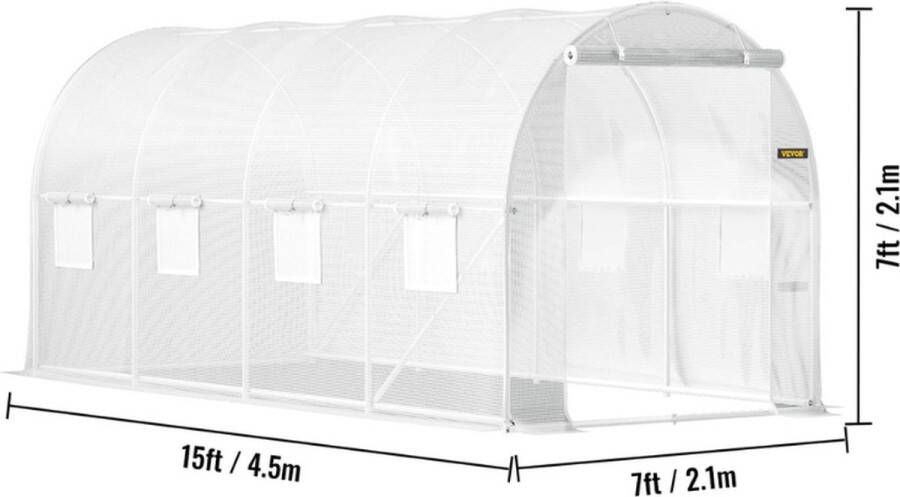 Vevor Twindleshop Vevor Tunnelkas Tunnelserre Foliekas Tunnelbogen Tuinkas Kweekkas Hoogwaardige Waterdichte PE Afdekking Wit 4.5 x 2 x 2 Meter