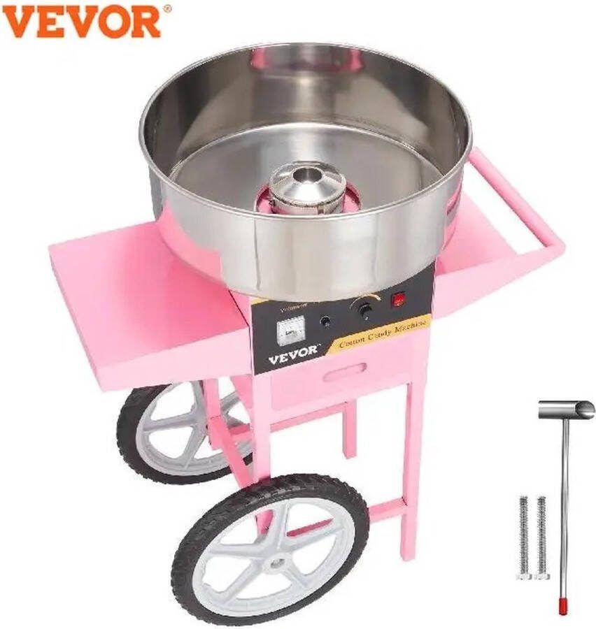 Vevor UnityMarketplace Elektrische Suikerspinmachine Met Kar Digitale Temperatuurregeling Commerciële Flossmaker Roestvrij Staal 1000W