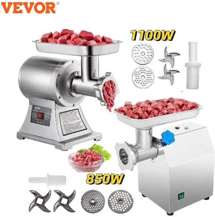Vevor 120 Kg u Elektrische Vleesmolen Chopper Zware Food Processors Keukenapparatuur Commerciële Molen Machine -Professionele Gastro Elektrische Vleesmolen -Gehakt – Snijmachine – Vleesmachine Elektrische Worstmachine