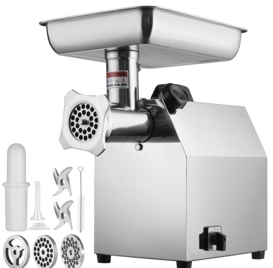 Vevor Elektrische Gehaktmolen Vleesmolen Machine 1100W Commerciële Gehaktmolen Elektrische Gehaktmolen 300KG per uur Vleesmolen Worstmaker voor Restaurants Supermarkten (300KG-1100W)