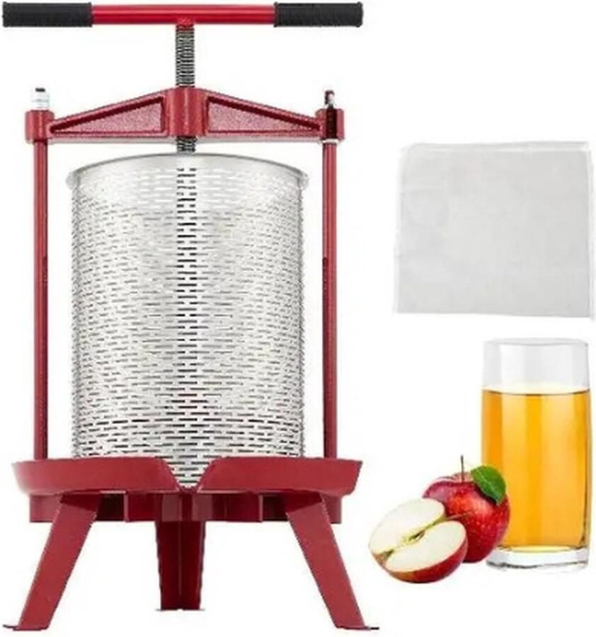 Vevor Fruitpers Wijnpers 14L Handmatig Makkelijk Schoonmaken Geschikt voor Vruchten Inclusief Nylon Filterzak