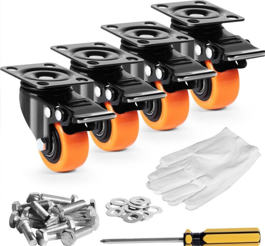 Vevor KOSMOS 6-Inch Zwenkwielen Set van 4 Met Beveiliging Dubbele Vergrendeling PVC Caster Wielen Kar Meubelen Werkbank