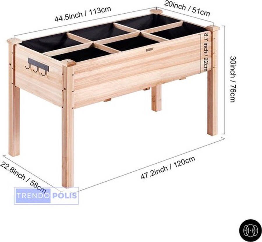Vevor™ Vevor Kweekbak Kweektafel op poten Moestuintafel verhoogd Kweektafel moestuin Kruidenbak Op Poten Kruidenbak Buiten Hout 100kg Draagvermogen