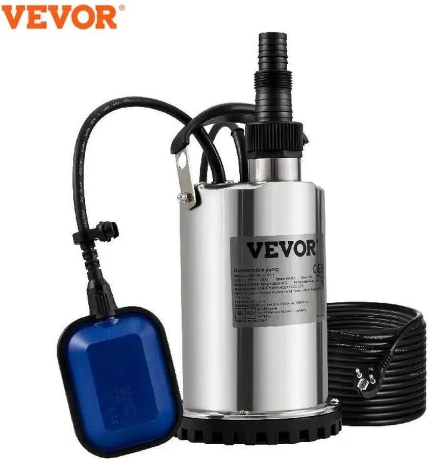 Vevor Rioolwaterpomp Dompelpomp Schone Waterpomp Water wegpompen 550W Zwembaden Kelders Bubbelbad Weiland Vijver