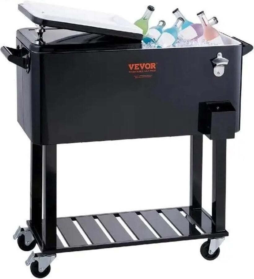 Vevor SureDeal Drankenkoeler Ijsemmer Verrijdbaar Bierkoeler Coolbar BBQ Accesoires 100+ flesjes 48u koeling 75 liter