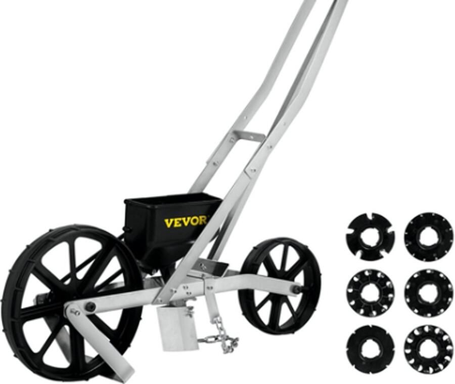 Vevor Zaaimachine Strooiwagen Zaadstrooier Strooier 6 Verwisselbare Zaadplaten 78-84cm Rijmarkering voor Het Zaaien