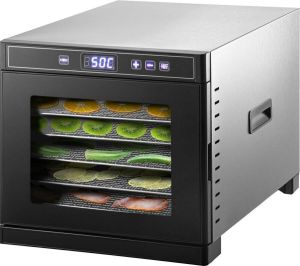 Vevor Voedseldroger Elektrische 600W Dehydrator 35°C Tot 75°C 6 Laags Droogoven RVS Zwart