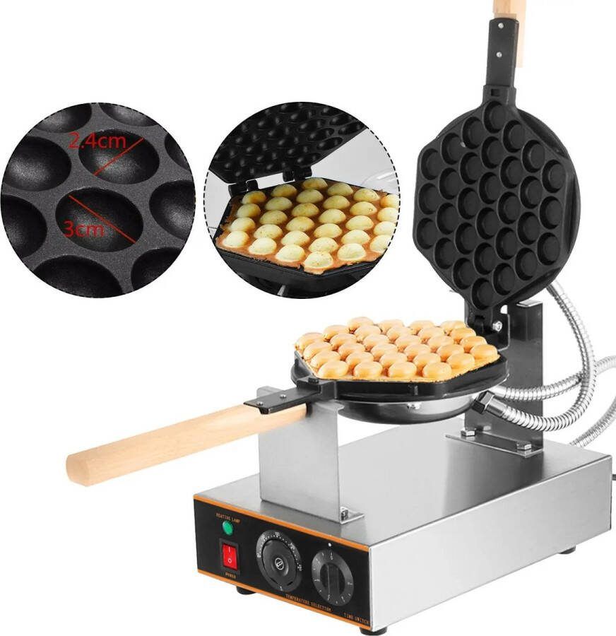 Vevor Wafelijzer Elektrische Wafelijzer Machine Wafelmaker Poffertjespan Poffertjesmaker Bubble Wafelijzer – Roestvrijstaal Wafel Bakken Machine 1400W