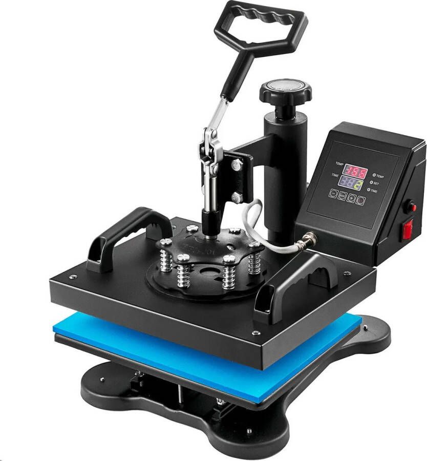 Vevor Warmte Persmachine 12 X 10 Heat Press 360 ° Rotatie Ontwerp Sublimatie 30X25cm Displayscherm Hittepers Transferpers Tot 250 graden Zwart 650W 220 V