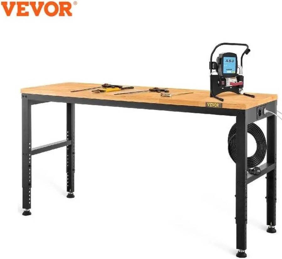 Vevor Werkbank werktafel Eiken Hout Hardhout Top 97 x 121 x 61 cm 900Kg Laadvermogen in hoogte verstelbaar