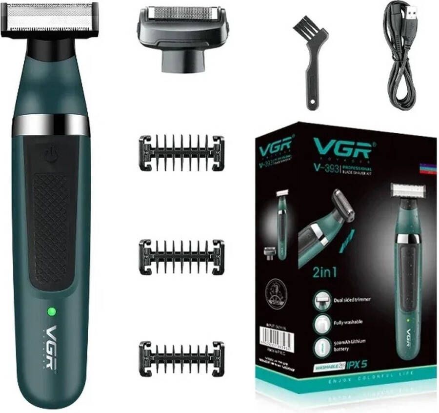 VGR Go-shipping Scheerapparaat Bodytrimmer Scheerapparaat Voor Mannen En Vrouwen Waterdichte Tondeuse Groen