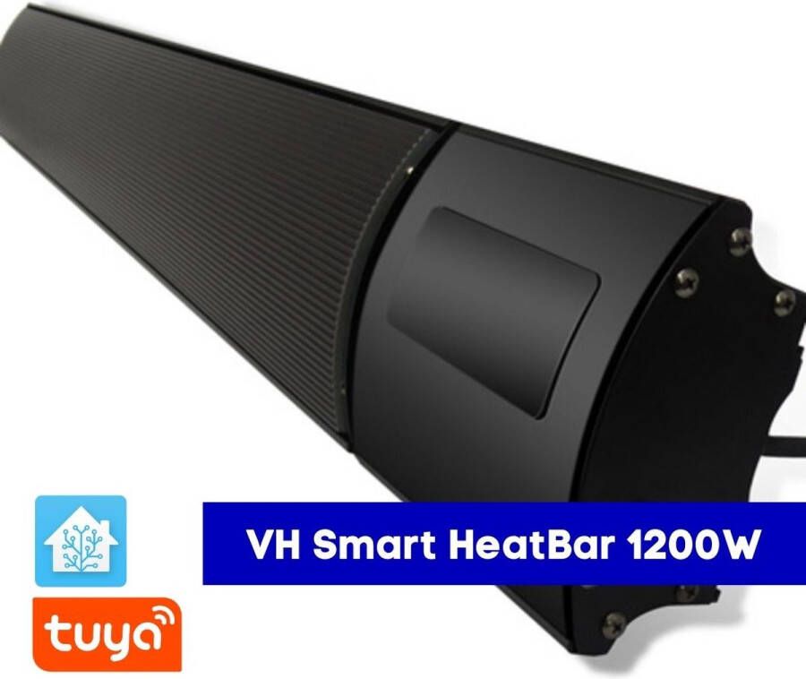 VH Smart HeatBar 1200 Watt infrarood verwarming met Wifi & App Elektrische terras verwarming Black heater donkerstraler Terrasheater hoge temperatuur straler