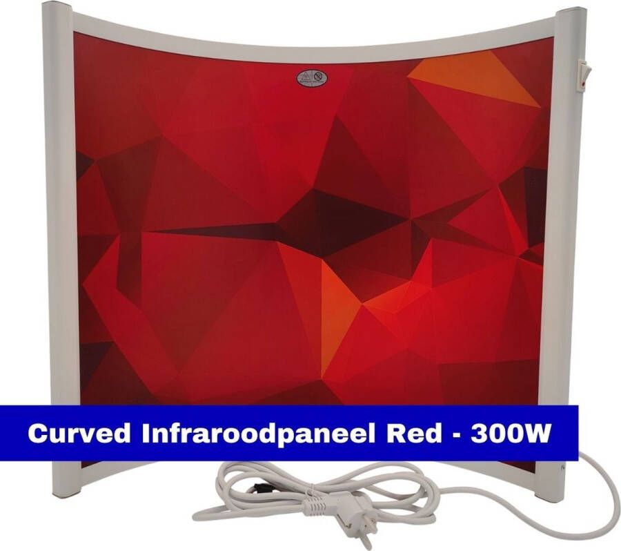 VH Verplaatsbaar infrarood paneel Curved Red 300W Gerichte warmte IP52 Rode print gebogen infraroodpaneel