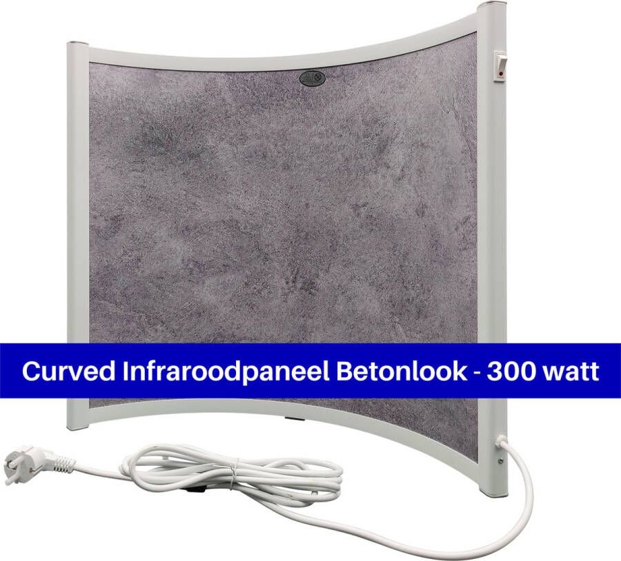 VH Verplaatsbaar infrarood paneel Curved Stone Betonlook 300W Gericht bijverwarmen IP52 Gebogen infraroodpaneel laag verbruik