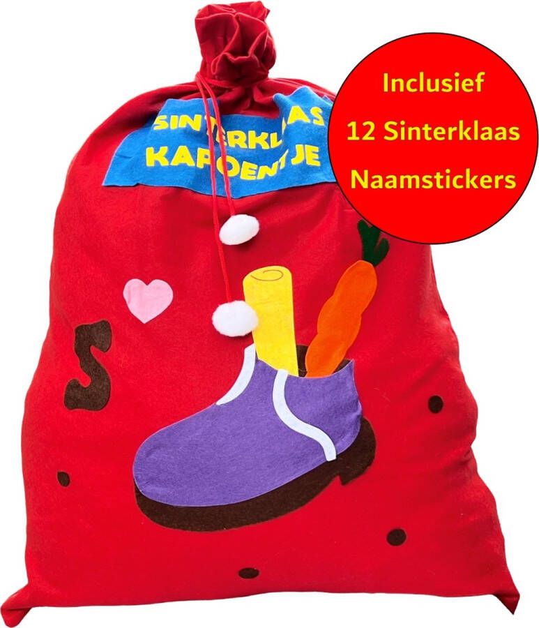 Via Chassé B.V. Zak Van Sinterklaas Geschenkzak incl. 12 Naamstickers Design-10 Afm. 90 x 60 cm