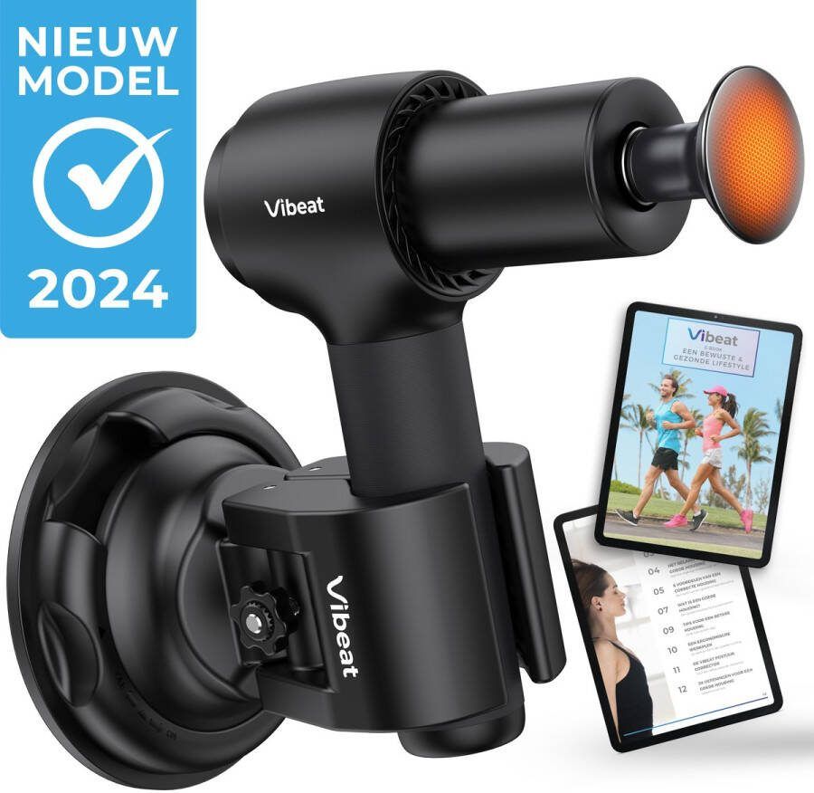 Vibeat Professionele Massage Gun – Inclusief GRATIS Houder voor Moeilijk Bereikbare Plekken + 7 Opzetstukken & Verwarming tot 65°C + Opbergtas