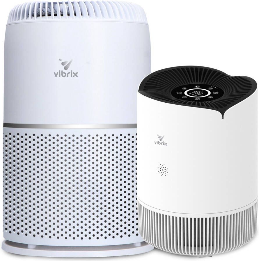 Vibrix Luchtreiniger Set D Woonkamer en Slaapkamer HEPA Filter Ionisator Luchtfilter Air Purifier Air Cleaner PureFlow30 Vortex20