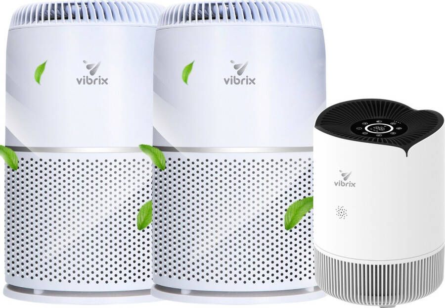 Vibrix Luchtreiniger Set G Woonkamer en Slaapkamer HEPA Filter Ionisator Luchtfilter Air Purifier Air Cleaner PureFlow30 Vortex20