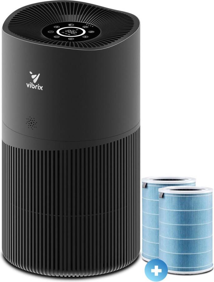 Vibrix Luchtreiniger Woonkamer 70m2 2X HEPA Filter Ionisator Luchtfilter Air Purifier Air Cleaner PureFlow70 Pro CADR 468m3 h
