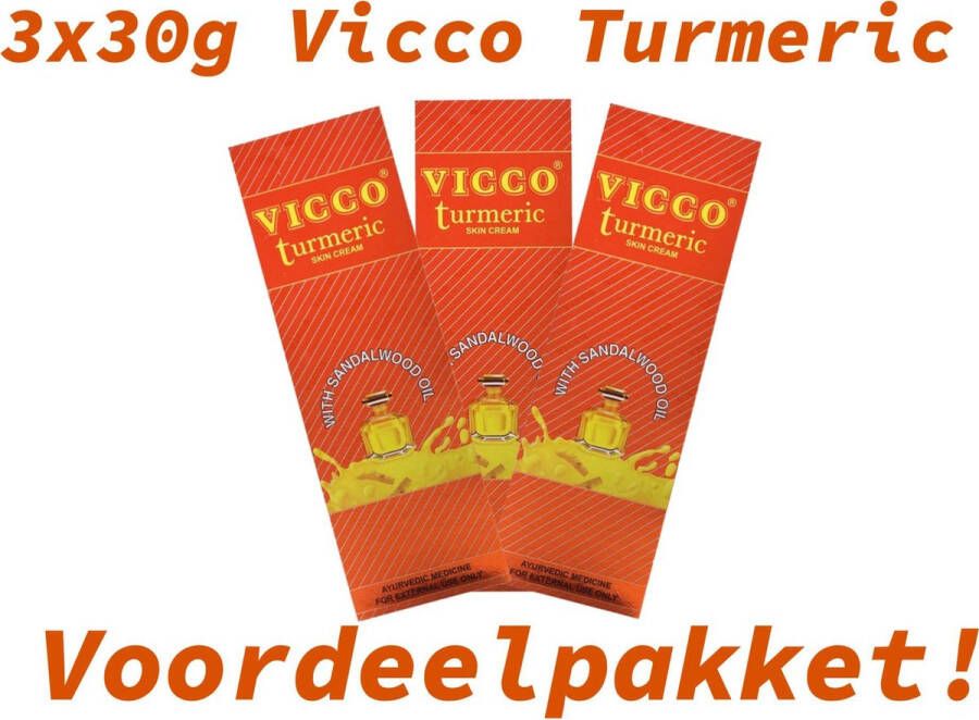 Vicco 3x30g turmeric gezichtscreme met kurkuma Voordeelpakket!