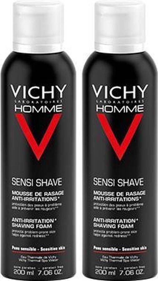 VICHY Homme Scheerschuim -2x200 ml Anti-Irritatie Voordeelpack