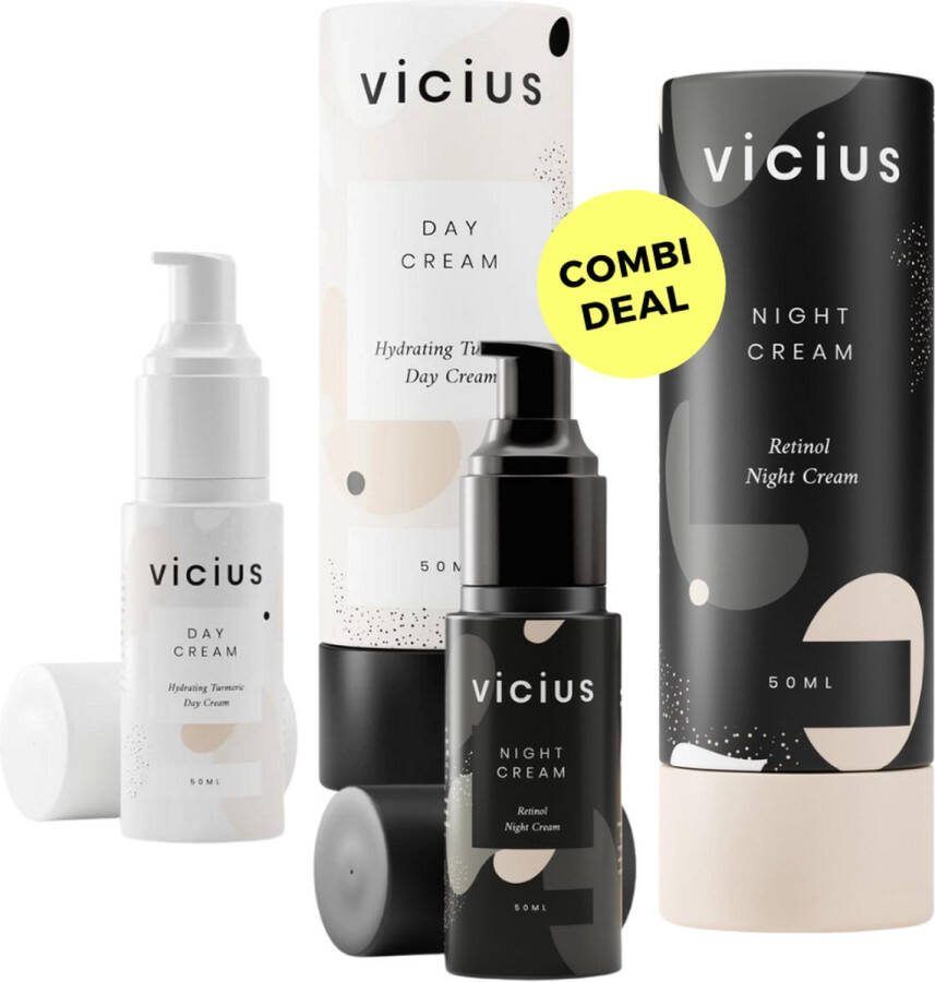 Vicius Skincare Set Dagcrème en Nachtcrème voor Vrouwen Gezichtsverzorging en Anti Rimpel Verzorging Tegen Pigmentvlekken