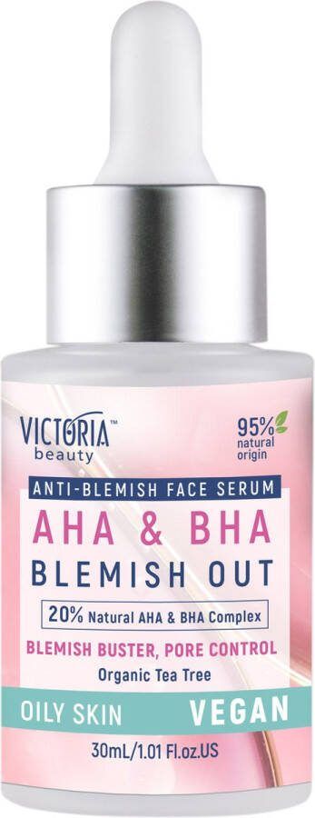 Victoria Beauty AHA + BHA Blemish Out Anti-blemish Face Serum Onzuiverheden Gezichtsserum Face serum Huidverzorging Puistjesbestrijder Poriecontrole 30ml