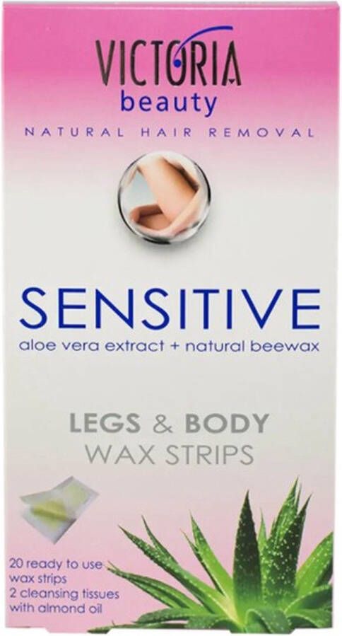 Victoria Beauty Body en been wax strips (20 stuks 2 tissues) met Aloë en beewax