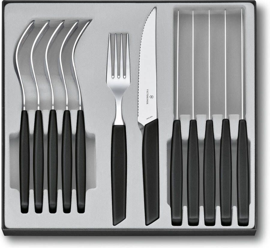 Victorinox Bestekset Swiss Modern 12-delig Zwart Steakmes Vork